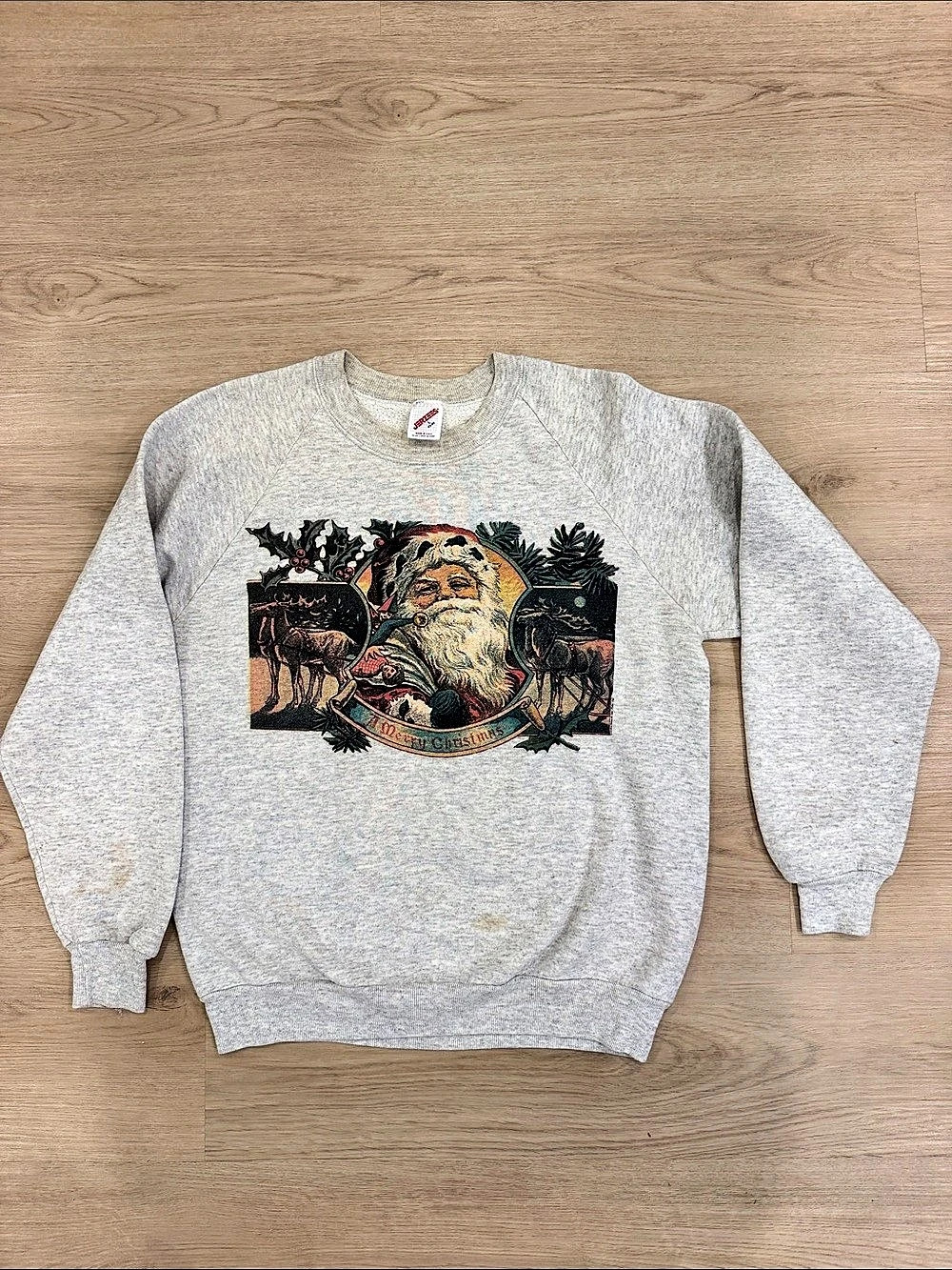 Vintage Large Jerzees Graphic Crewneck Gray Large